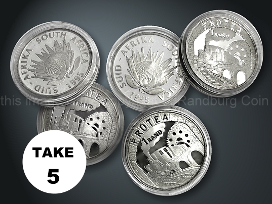 1995 Silver R1 Proof Railways Protea Series TAKE 5 | Protea